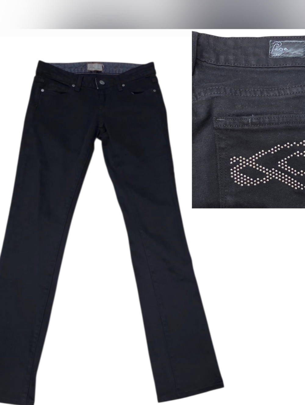 Paige Hidden Hills Laurel Canyon Bootcut Jeans Women’s 26 Black Premium Denim